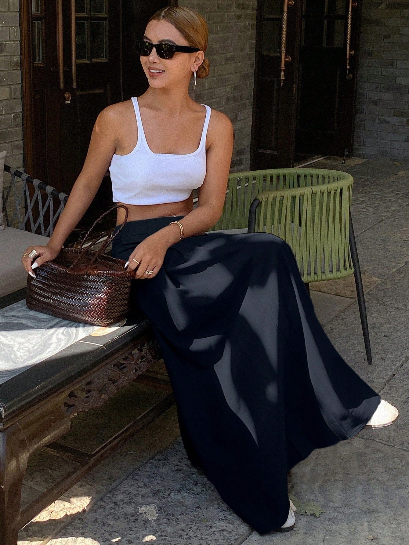 Leisure Multifunctional Solid Color A-line Long Skirt