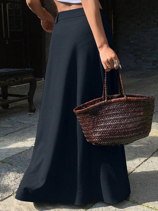 Leisure Multifunctional Solid Color A-line Long Skirt