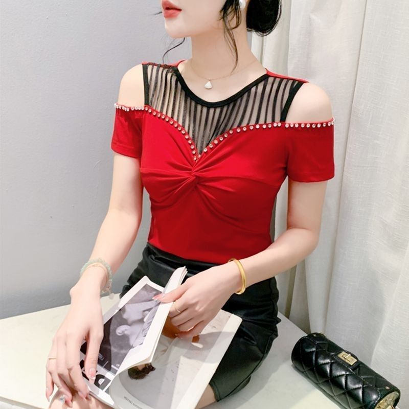 Fashion Hot Girl Sexy Off-shoulder T-shirt Women's Summer