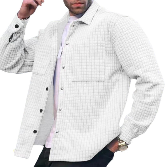 European And American Men's New Plus Size Men's Cardigan Small Plaid Casual Jacquard Sweater Men's Trendy Coat