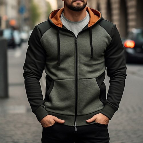 Simple Trendy Casual Loose-fitting Hoodie Zipper Jacket