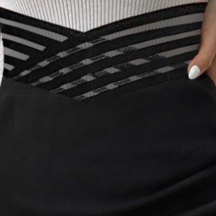 Ladies' Solid Color Fashionable Versatile Cross Hollow Asymmetric Hem Skirt