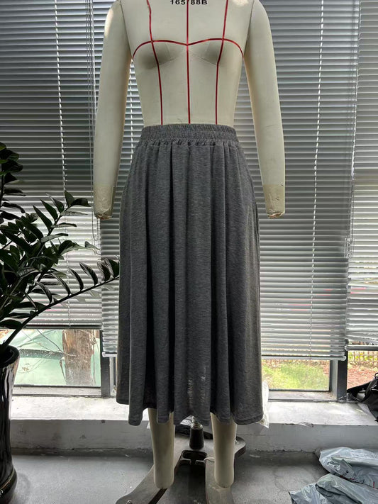 European And American High Waist Leisure Commute Loose Large Skirt Draping Midi Skirt