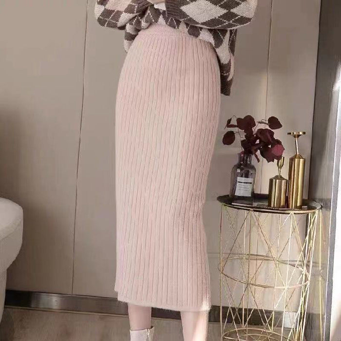 High Waist Straight Skirt All-matching Long Slimming Sweater Dress