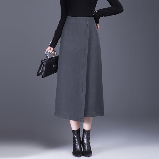 Draping Irregular Straight Women's Split Sheath Skirt