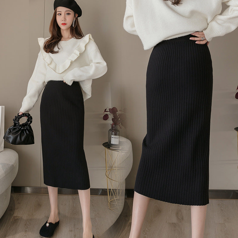 High Waist Straight Skirt All-matching Long Slimming Sweater Dress