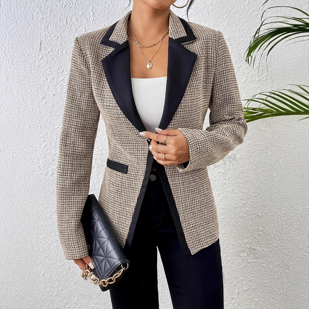 Graceful And Fashionable Houndstooth Color Matching Plaid Graceful Suit Jacket