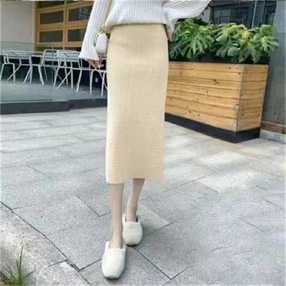 High Waist Straight Skirt All-matching Long Slimming Sweater Dress