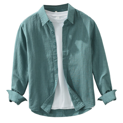 Long Sleeve Shirt Men's Fashion Casual Artistic Loose Linen Top