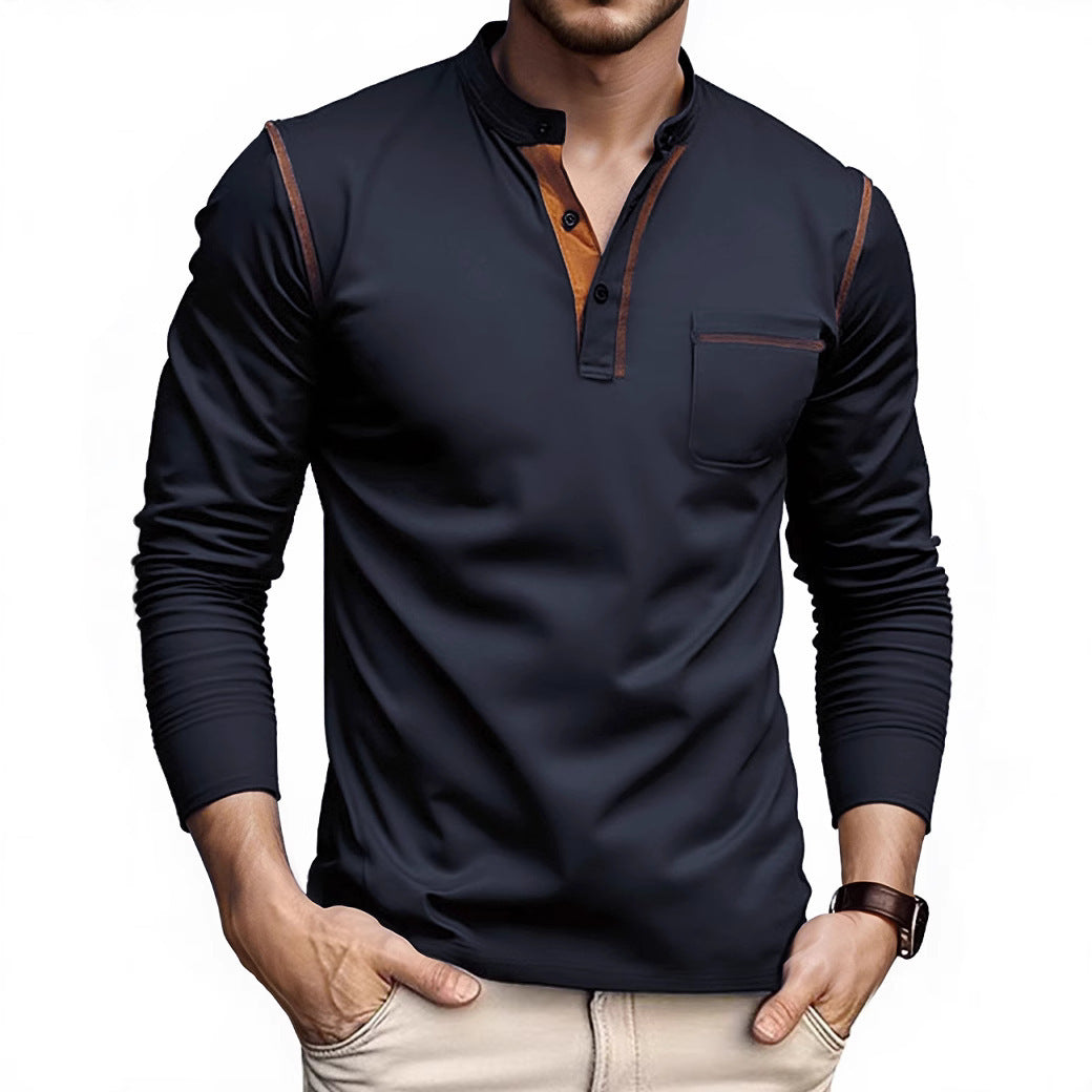 Long Sleeve Sweater Bottoming Men's Stand Collar Polo Shirt