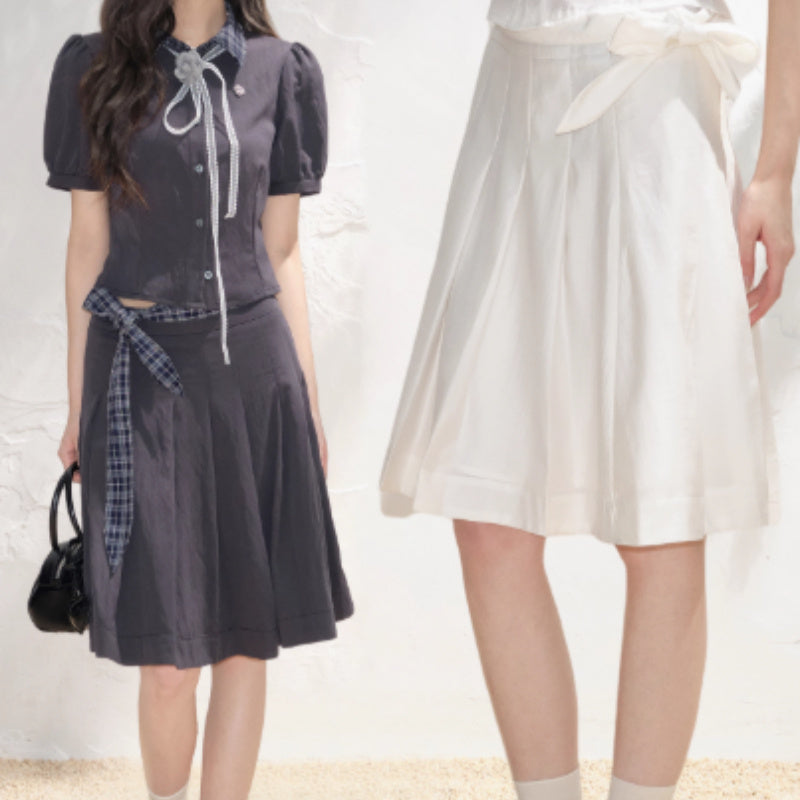 Summer Lace-up Skirt For Women All-matching A- Line Skirt