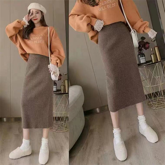 High Waist Straight Skirt All-matching Long Slimming Sweater Dress