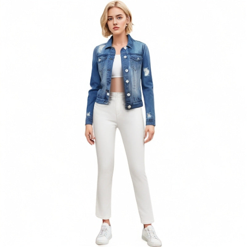 European And American Hole Lining Short Sleeve Women Women's Cowboy Coat