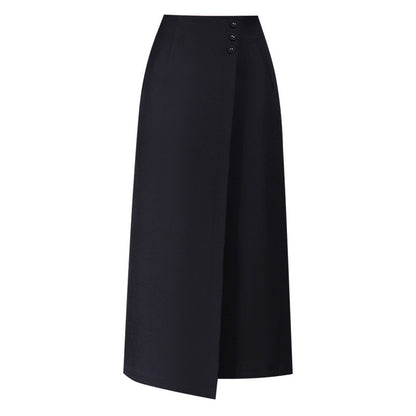 Draping Irregular Straight Women's Split Sheath Skirt