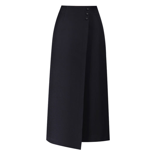 Draping Irregular Straight Women's Split Sheath Skirt