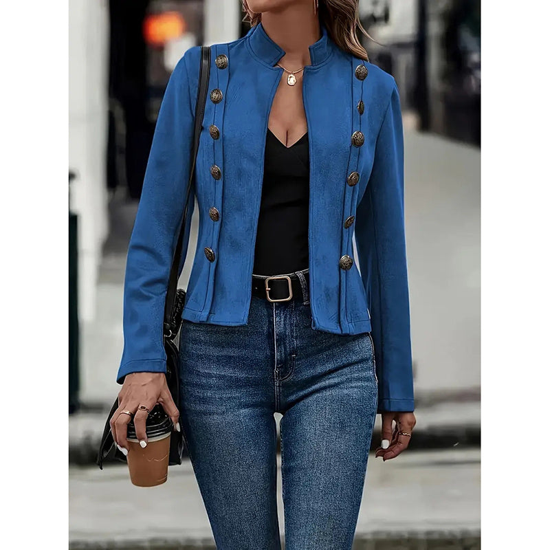 Women's Faux Suede Blazer - Long Sleeve Notch Lapel Open Front Jacket, Casual Business Office Blazer