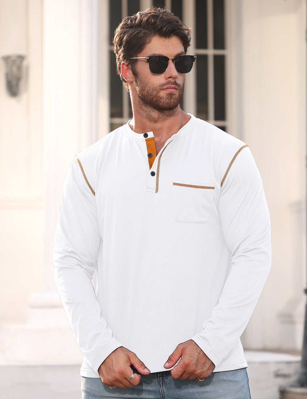 Long Sleeve Sweater Bottoming Men's Stand Collar Polo Shirt