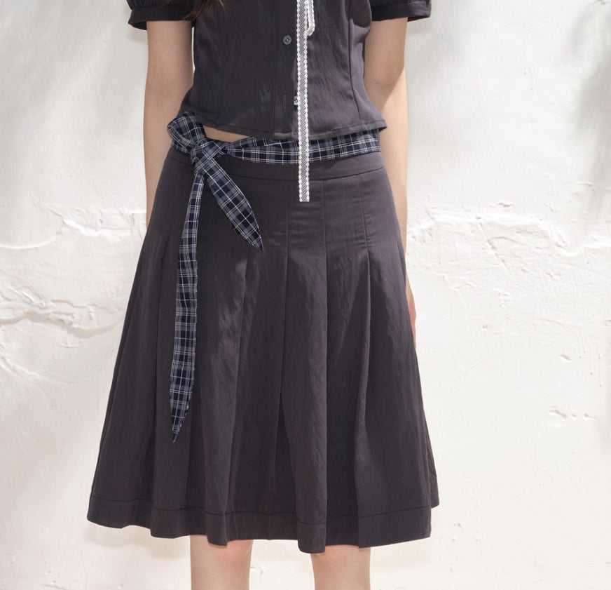 Summer Lace-up Skirt For Women All-matching A- Line Skirt
