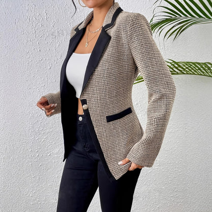 Graceful And Fashionable Houndstooth Color Matching Plaid Graceful Suit Jacket