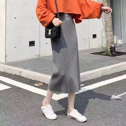 High Waist Straight Skirt All-matching Long Slimming Sweater Dress