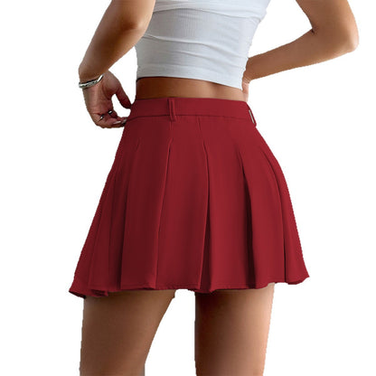 Y2g Hot Girl Style Girdle Solid Color Pleated Skirt Women