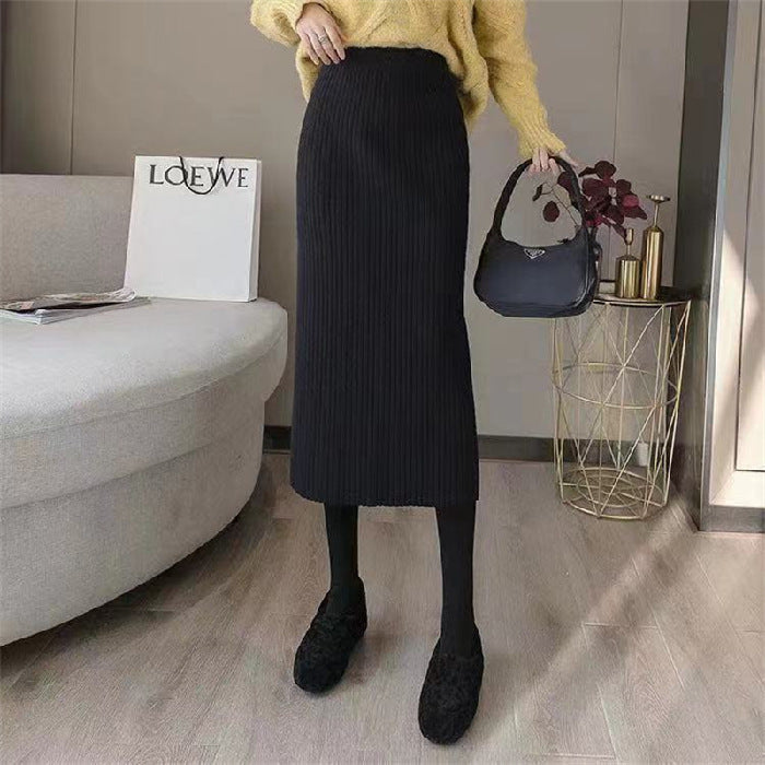 High Waist Straight Skirt All-matching Long Slimming Sweater Dress