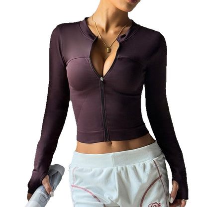 Long-sleeve Zipper Quick-drying Yoga Clothes Coat Sports Workout Clothes