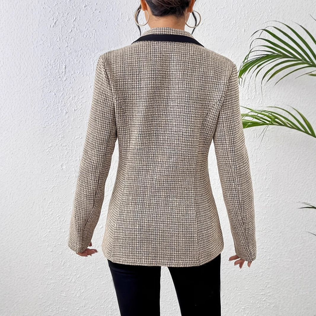 Graceful And Fashionable Houndstooth Color Matching Plaid Graceful Suit Jacket