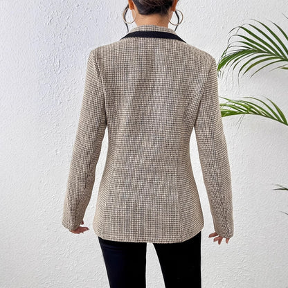 Graceful And Fashionable Houndstooth Color Matching Plaid Graceful Suit Jacket