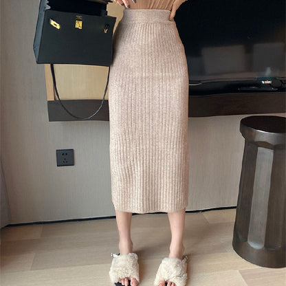 High Waist Straight Skirt All-matching Long Slimming Sweater Dress