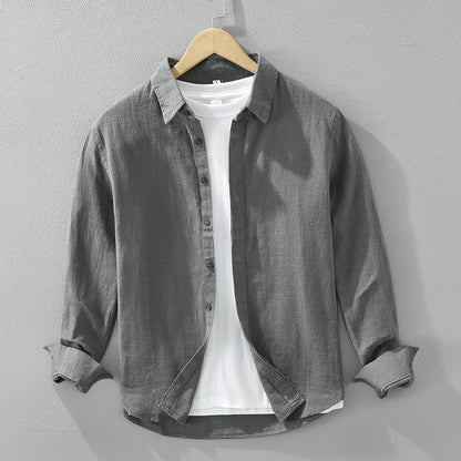 Long Sleeve Shirt Men's Fashion Casual Artistic Loose Linen Top