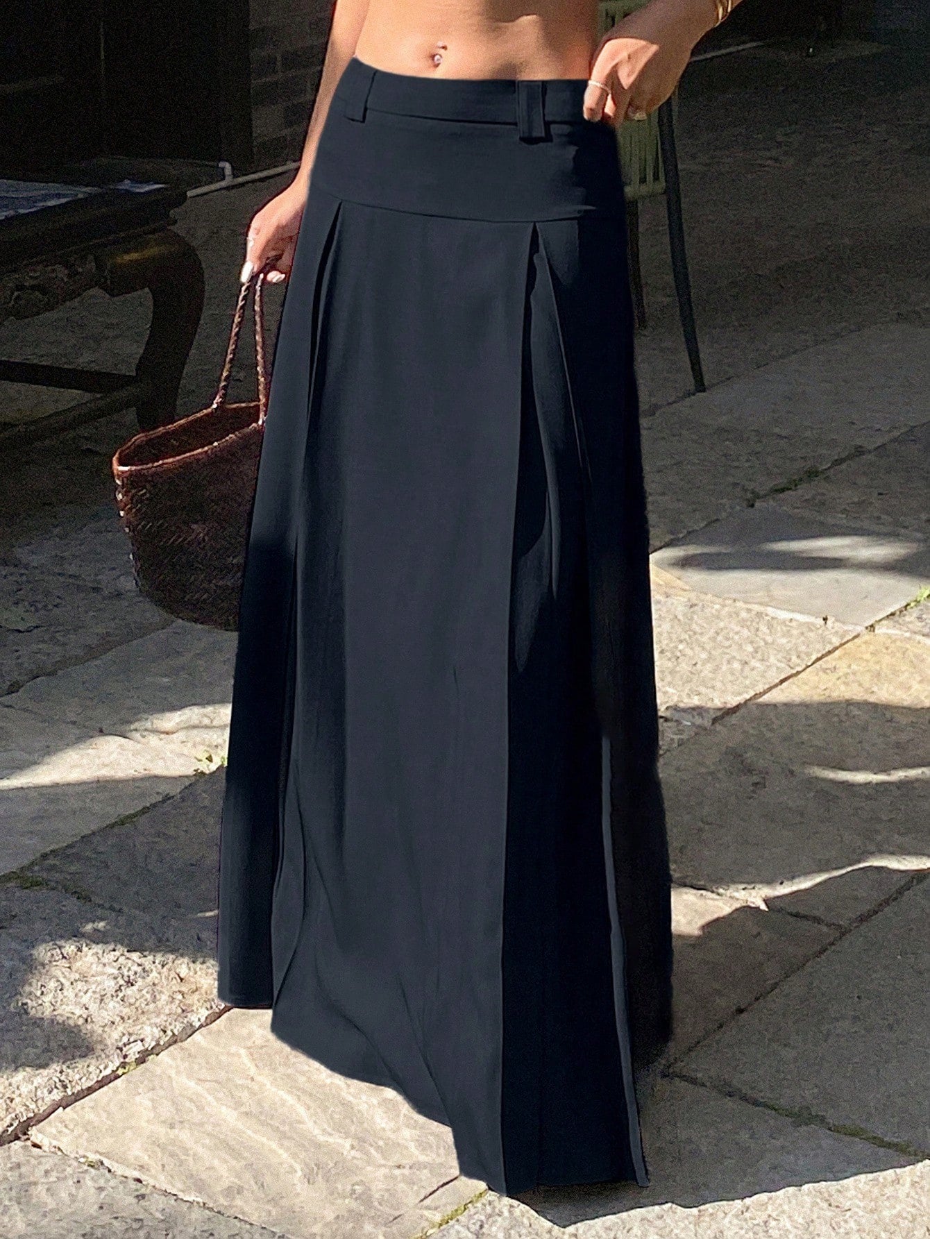 Leisure Multifunctional Solid Color A-line Long Skirt