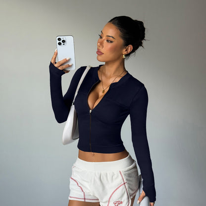 Long-sleeve Zipper Quick-drying Yoga Clothes Coat Sports Workout Clothes