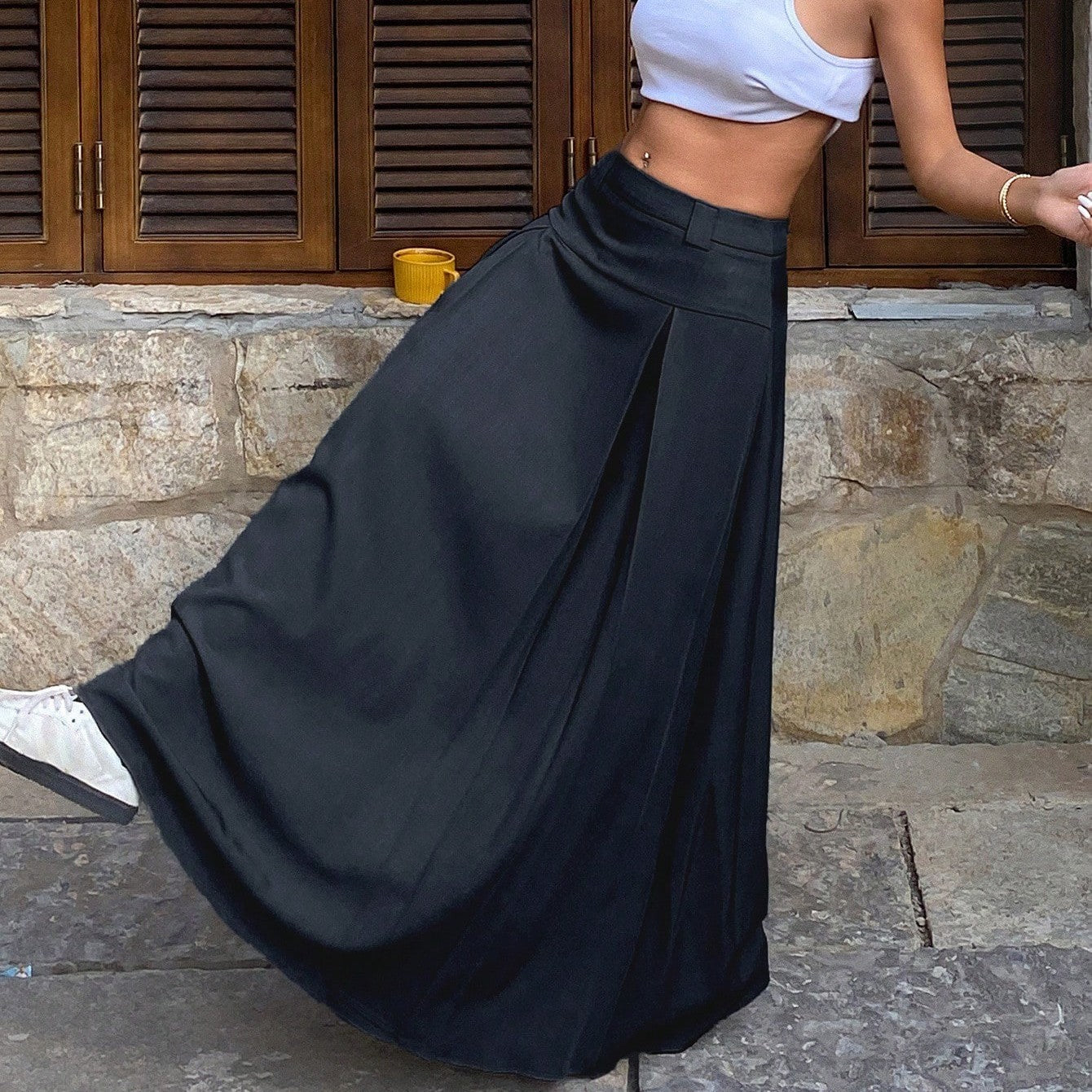 Leisure Multifunctional Solid Color A-line Long Skirt